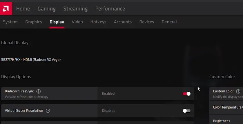 AMD FreeSync settings