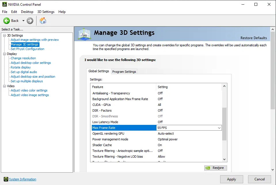 Setting a Framerate Cap