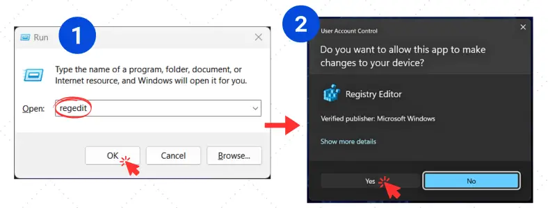 Opening registry editor through run box