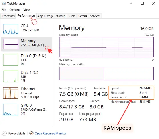 Some RAM specs in Task Manager