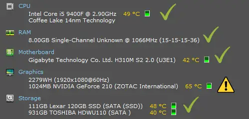 PC specifications