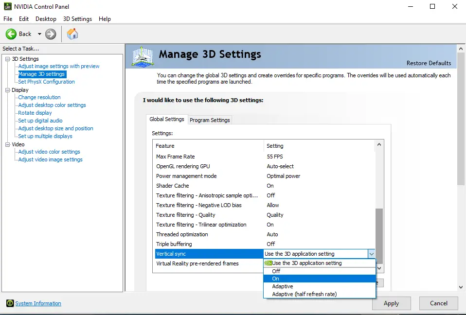 VSync Settings