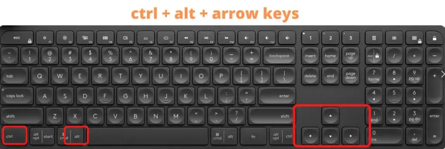 screen rotation shortcut ctrl + alt + arrow keys